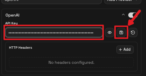 API key field with masked input