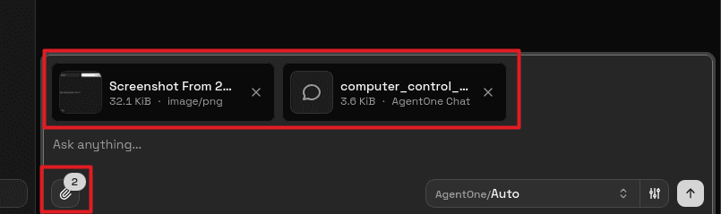Composer showing several attached files and the drag-and-drop overlay that says Drop files or chats to attach.
