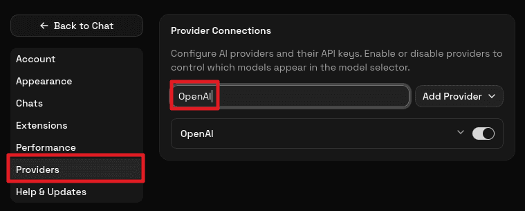 List of available providers